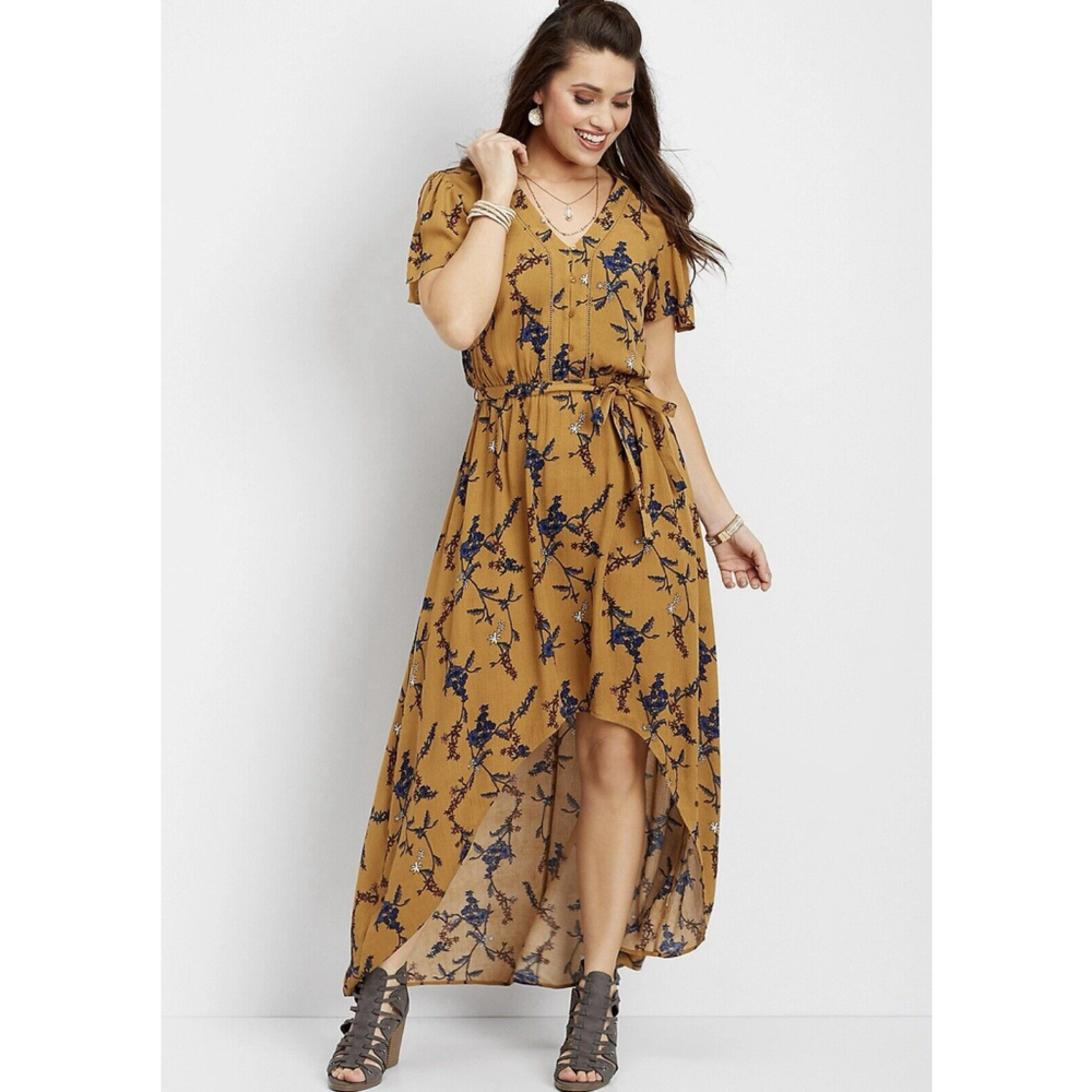 Maurices Sz.S High Low Slit Sleeve Ethereal Fairycore Feminine Boho Maxi Dress